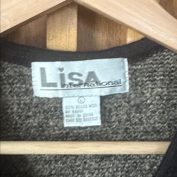 Vintage Lisa International 100% Boiled Wool Zip Front Sweater Vest. L - Picture 5 of 8